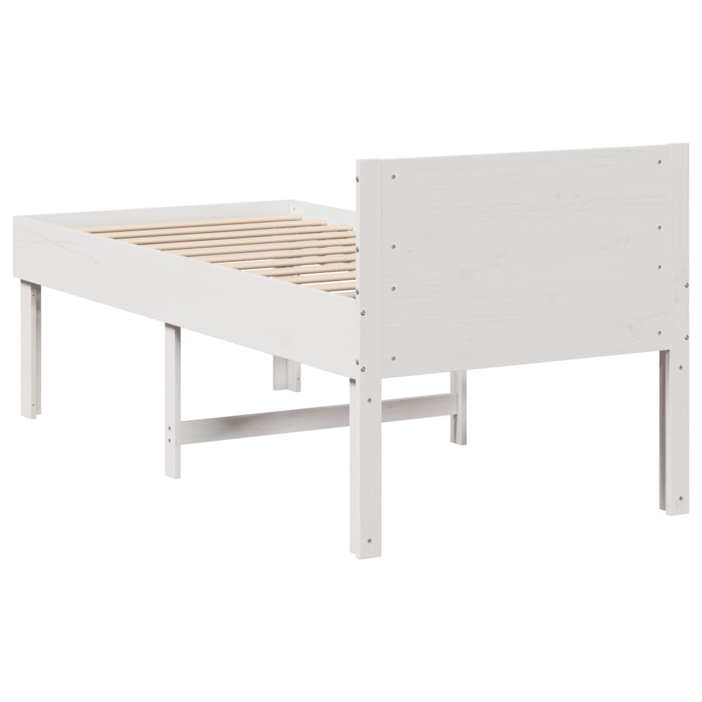 Letto senza Materasso Bianco 75x190 in Legno Massello di Pino | homemem39