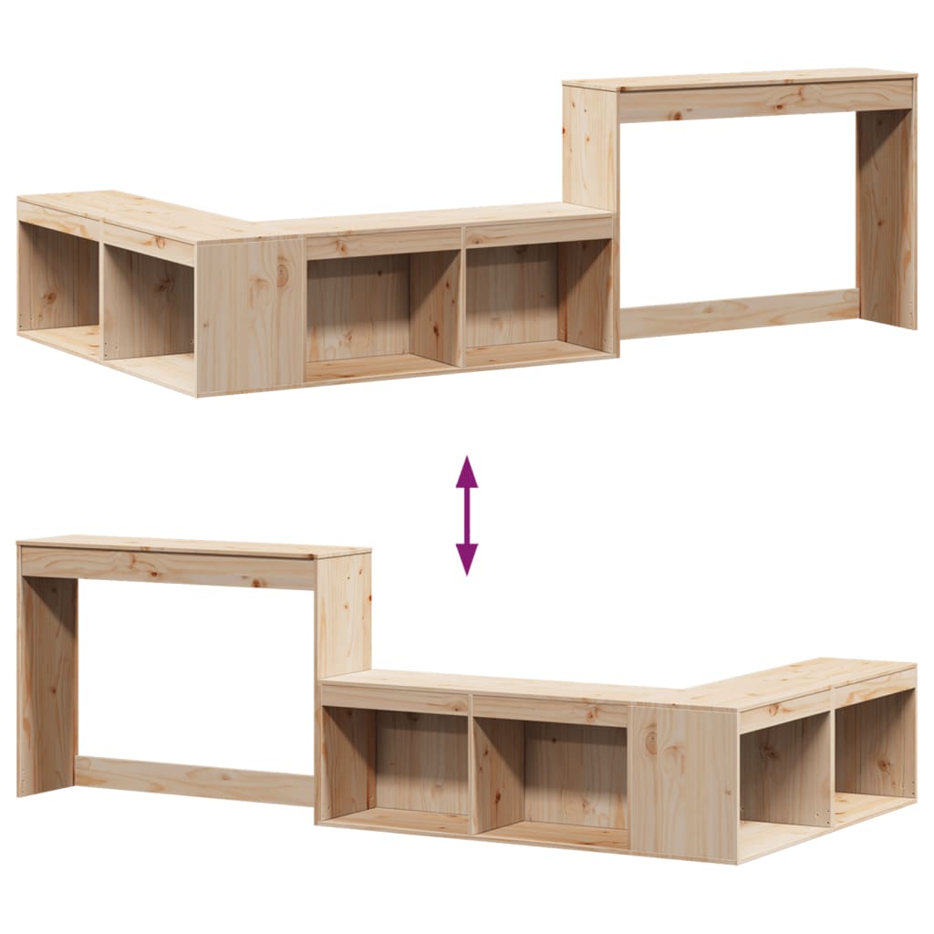 Comodino con Scrivania 222x107x75 cm in Legno Massello di Pino - homemem39