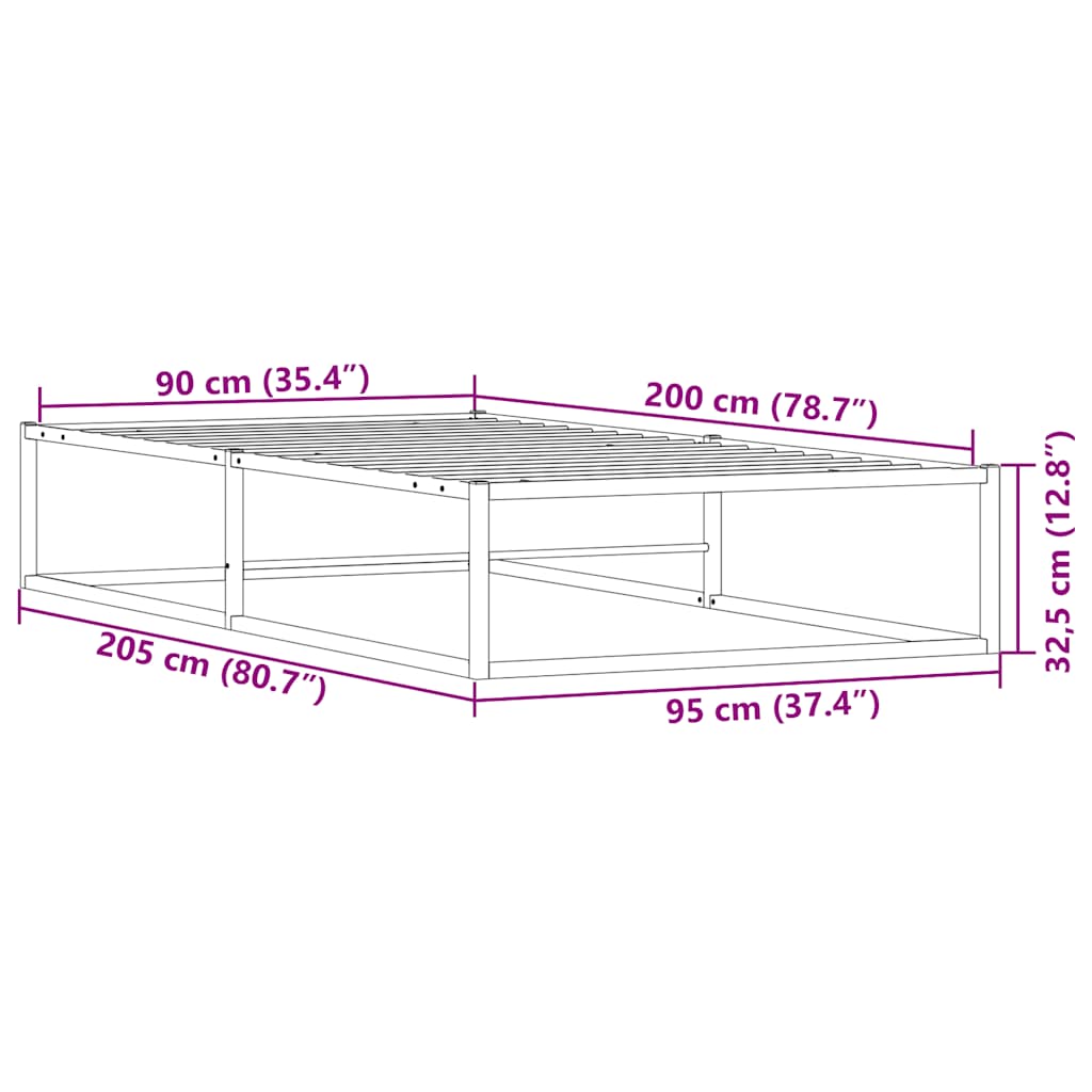 Giroletto senza Materasso Bianco 90x200 cm in Metallo