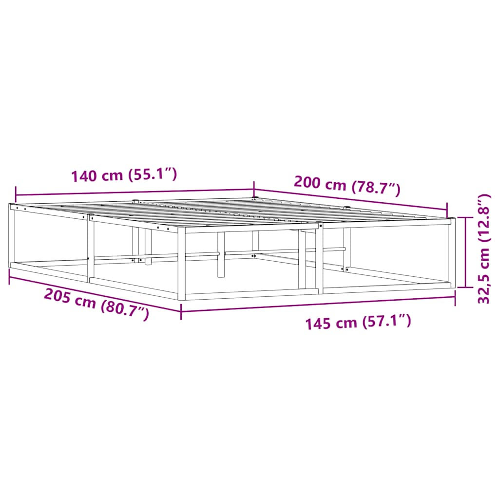 Giroletto senza Materasso Bianco 140x200 cm in Metallo