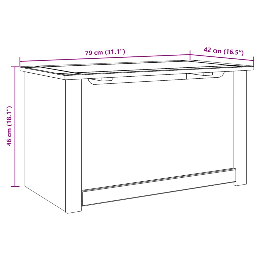 Cesta con Coperchio Panama 79x42x46 cm Legno Massello di Pino