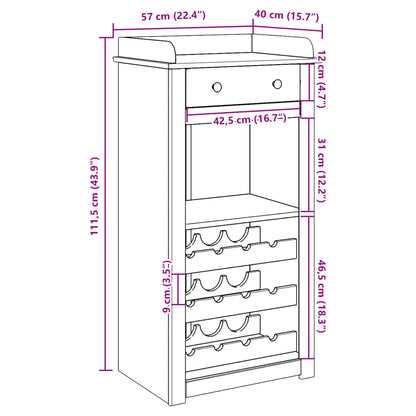 Cantinetta per Vini Panama 57x40x111,5cm Legno Massello di Pino