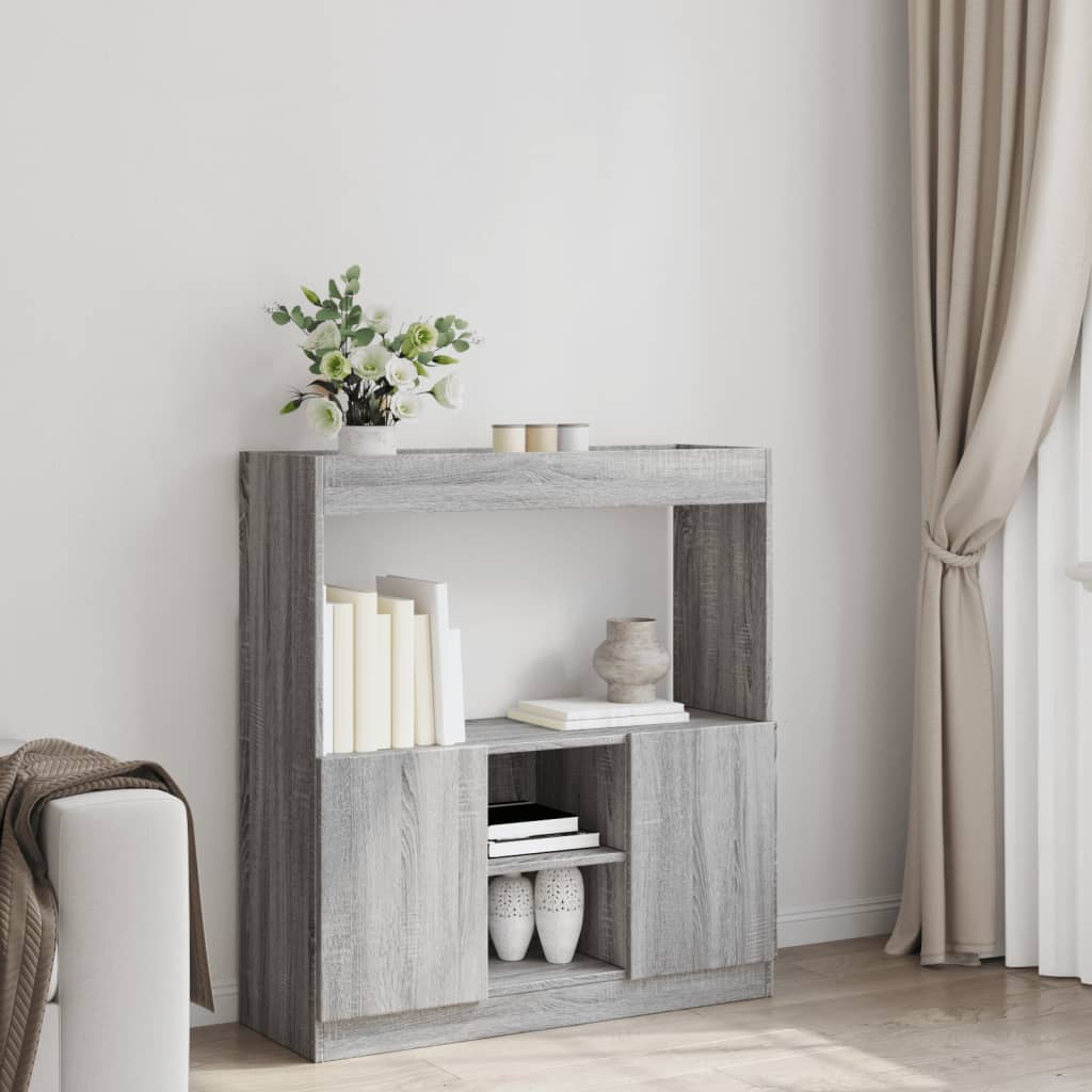 Credenza Grigio Sonoma 92x33x100 cm in Legno Multistrato