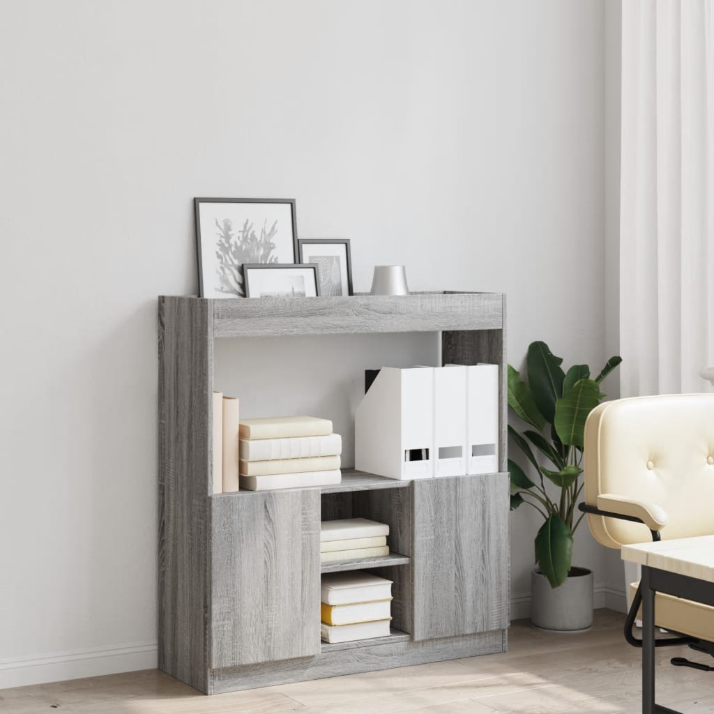 Credenza Grigio Sonoma 92x33x100 cm in Legno Multistrato