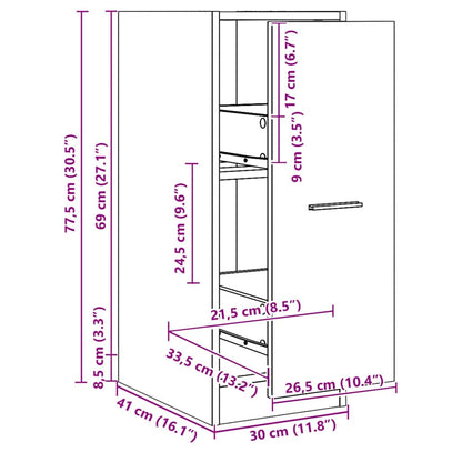 Armadietto da Farmacia Rovere 30x41x77,5 cm in Truciolato | homemem39