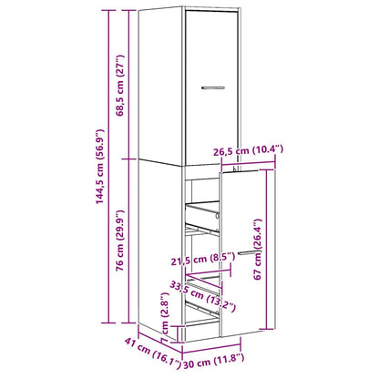 Mobiletto da Farmacia Artigianale Rovere 30x41x144,5 cm