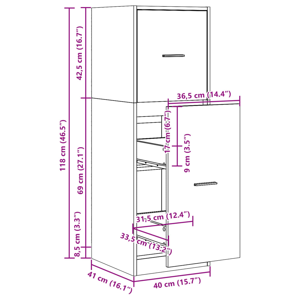 Armadietto da Farmacia Grigio Sonoma 40x41x118 cm in Truciolato | homemem39