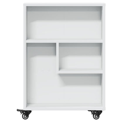 Carrello Portaoggetti Stretto Bianco 48x13x68 cm in Truciolato