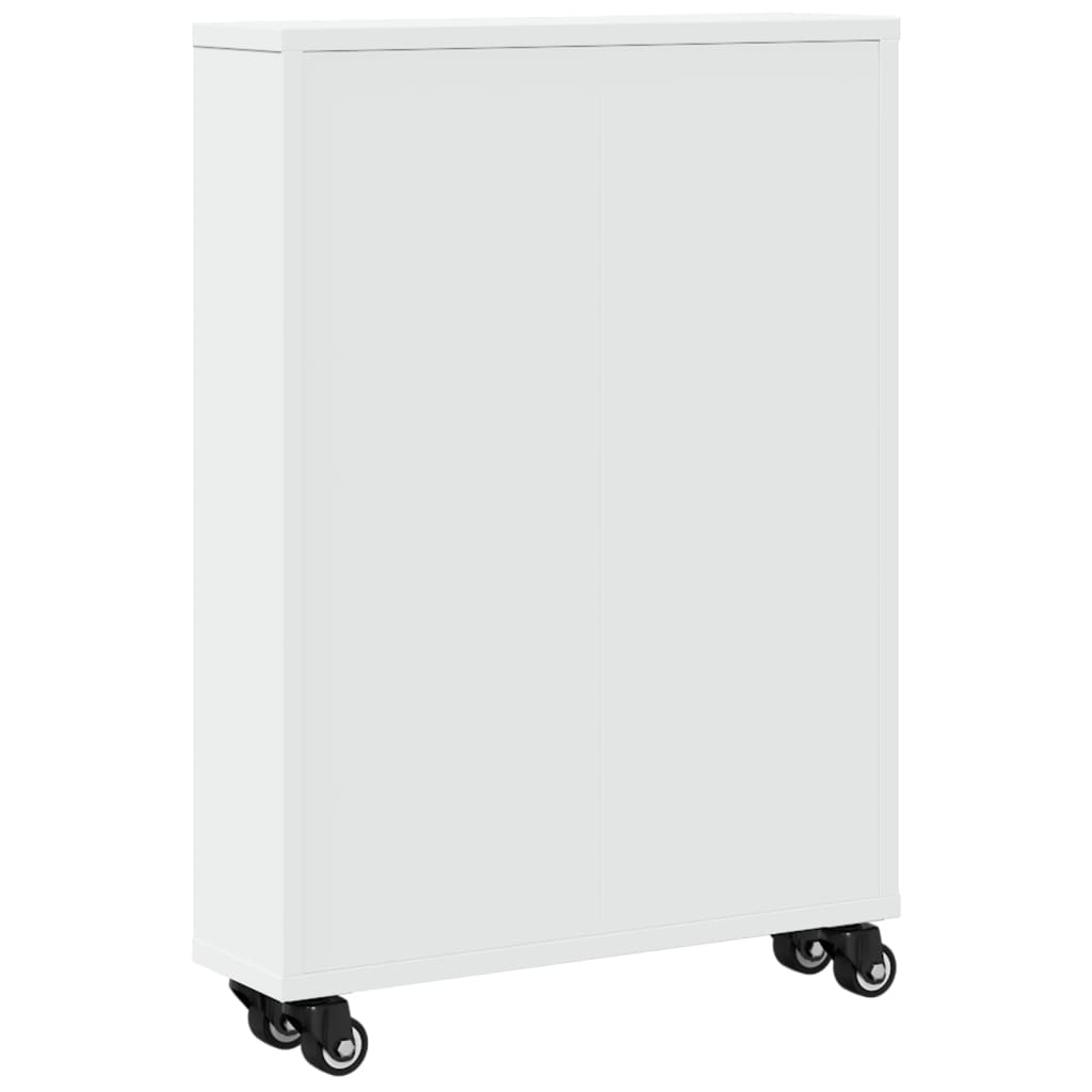 Carrello Portaoggetti Stretto Bianco 48x13x68 cm in Truciolato