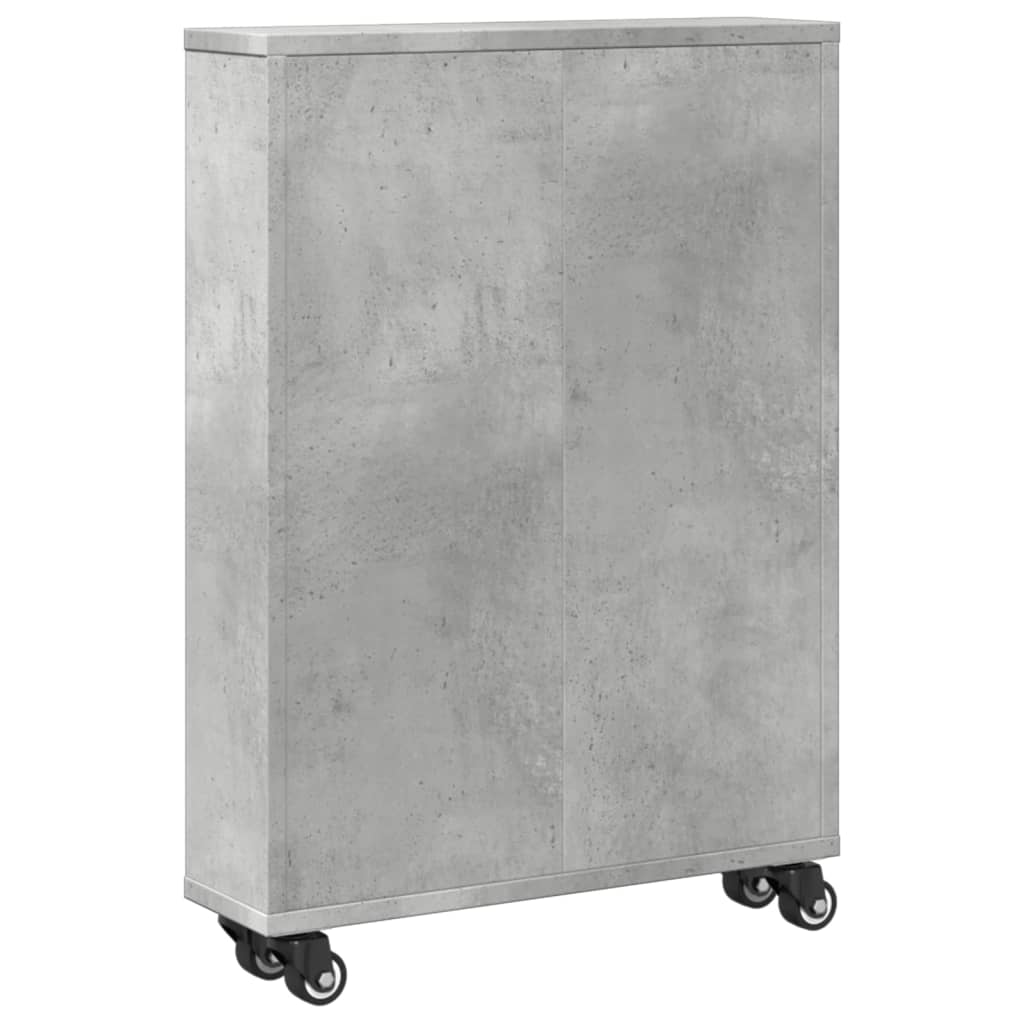 Carrello Stretto Grigio Cemento 48x13x68 cm in Truciolato