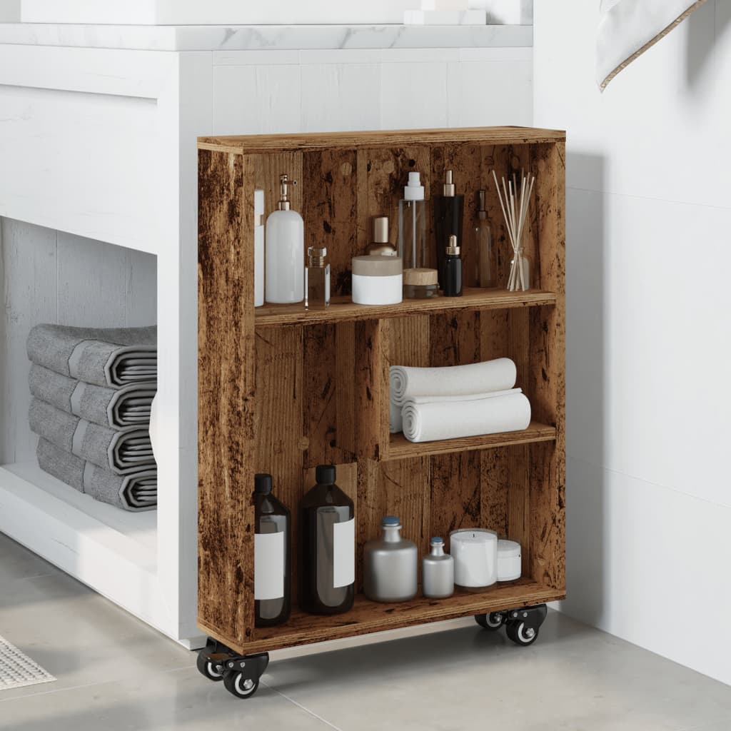 Carrello Stretto Legno Vecchio 48x13x68 cm in Truciolato | homemem39