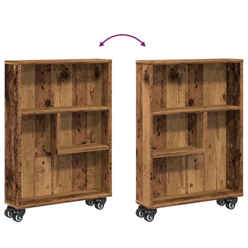 Carrello Stretto Legno Vecchio 48x13x68 cm in Truciolato | homemem39