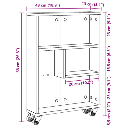 Carrello Stretto Legno Vecchio 48x13x68 cm in Truciolato | homemem39