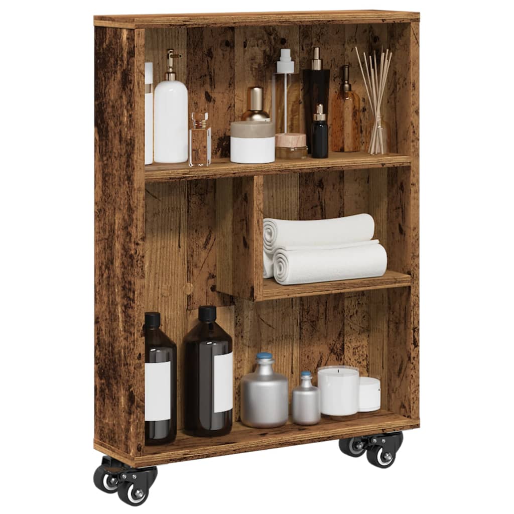 Carrello Stretto Legno Vecchio 48x13x68 cm in Truciolato | homemem39