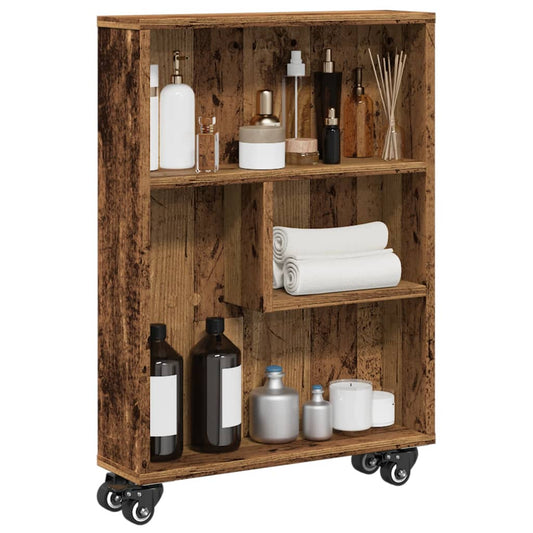 Carrello Stretto Legno Vecchio 48x13x68 cm in Truciolato | homemem39