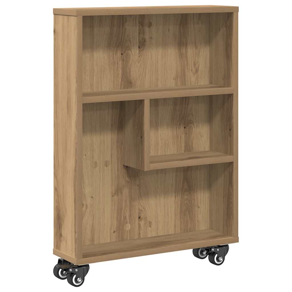 Carrello Stretto Rovere Artigianale 48x13x68 cm in Truciolato