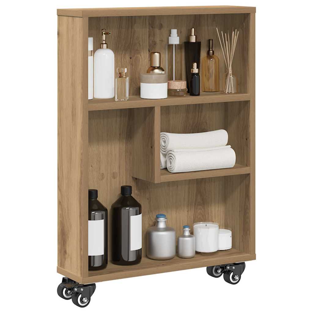Carrello Stretto Rovere Artigianale 48x13x68 cm in Truciolato