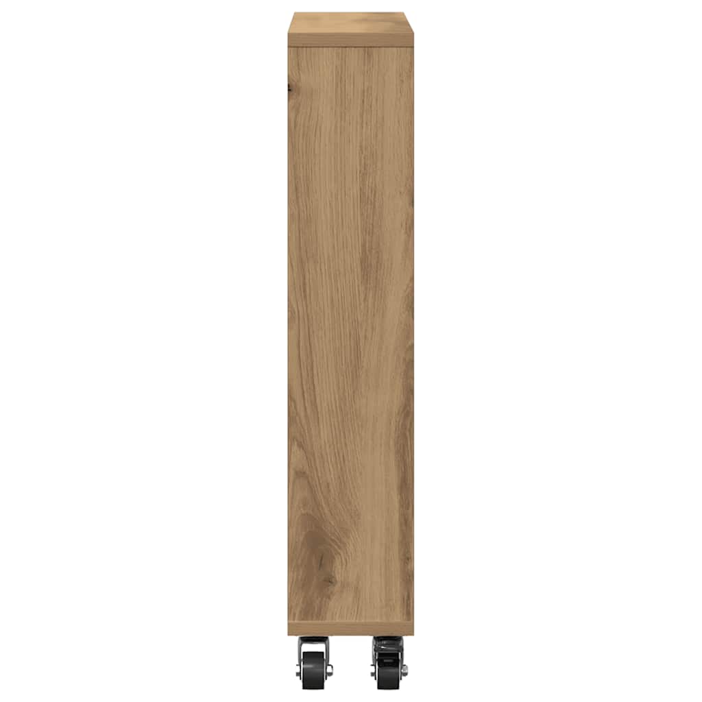 Carrello Stretto Rovere Artigianale 48x13x68 cm in Truciolato