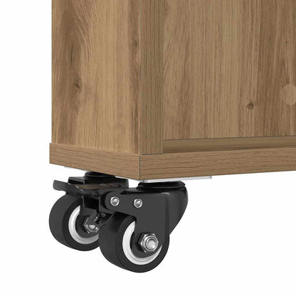 Carrello Stretto Rovere Artigianale 48x13x68 cm in Truciolato | homemem39