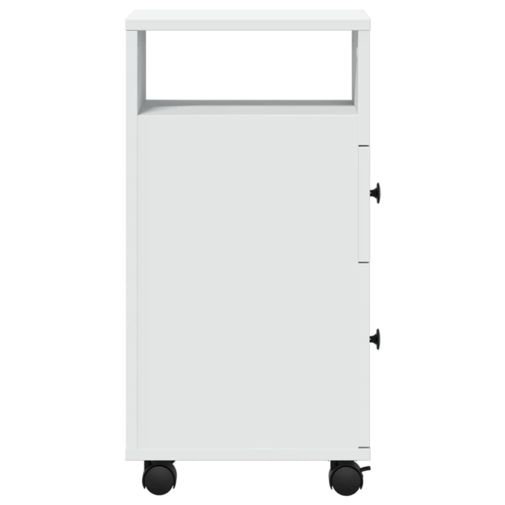 Mobile da Bagno Stretto con Ruote Bianco in Truciolato | homemem39