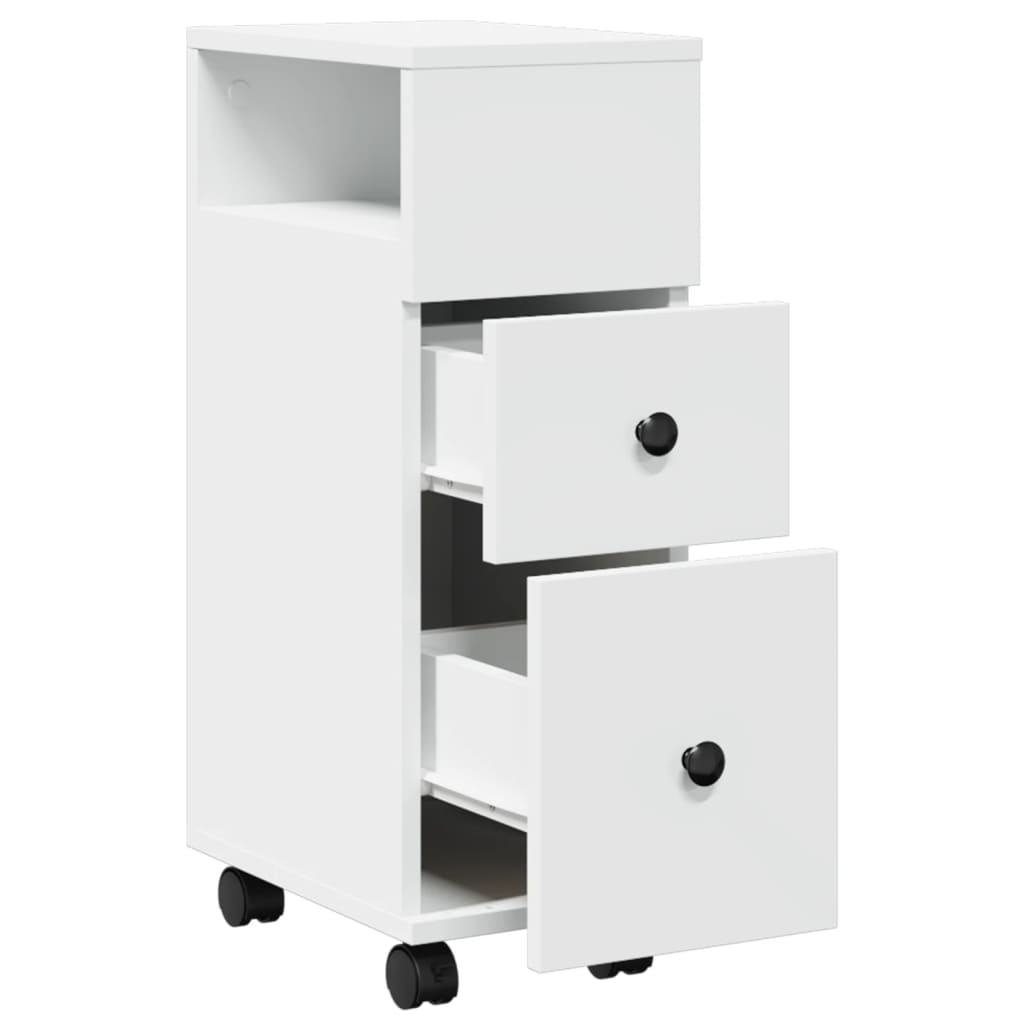 Mobile da Bagno Stretto con Ruote Bianco in Truciolato | homemem39