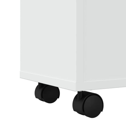 Mobile da Bagno Stretto con Ruote Bianco in Truciolato | homemem39