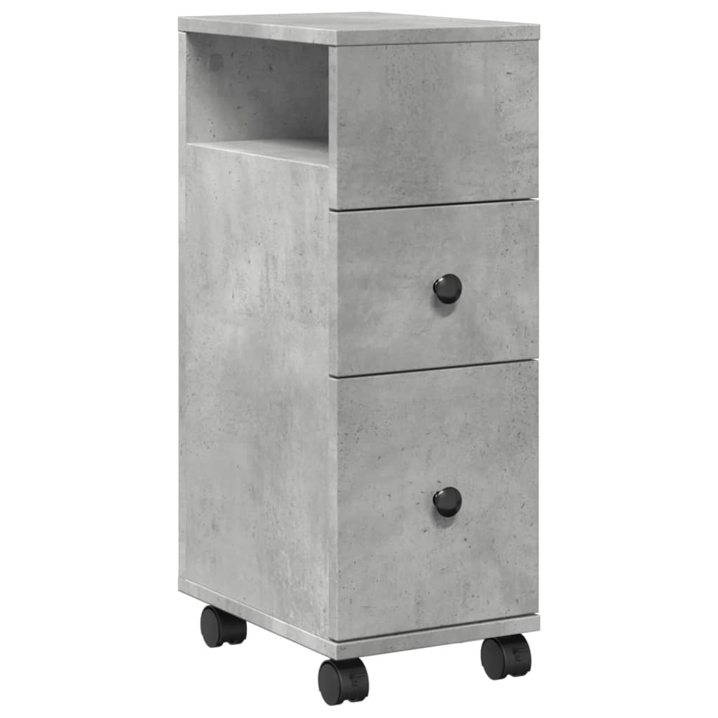 Mobile da Bagno Stretto con Ruote Grigio Cemento in Truciolato | homemem39