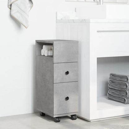 Mobile da Bagno Stretto con Ruote Grigio Cemento in Truciolato | homemem39
