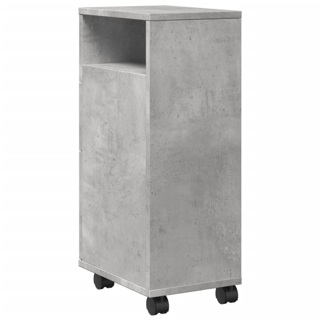 Mobile da Bagno Stretto con Ruote Grigio Cemento in Truciolato | homemem39