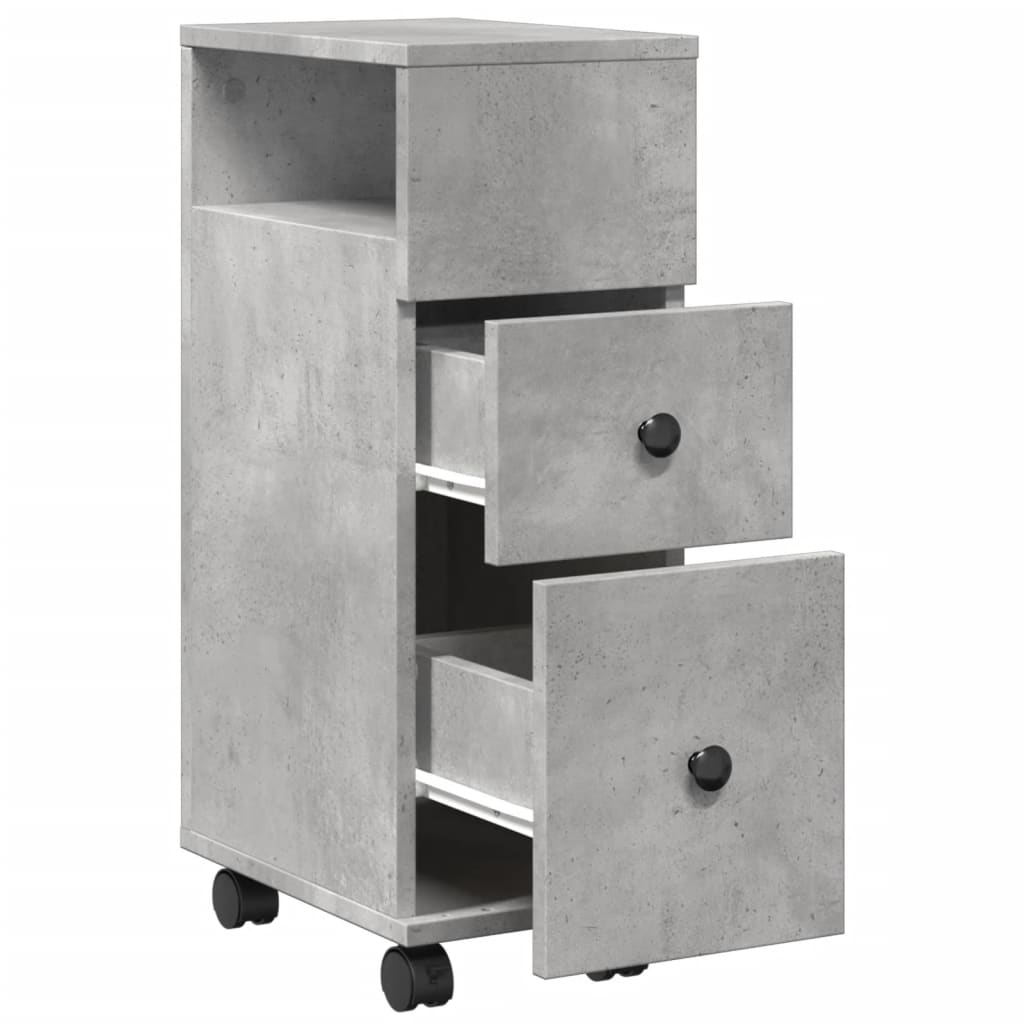 Mobile da Bagno Stretto con Ruote Grigio Cemento in Truciolato | homemem39