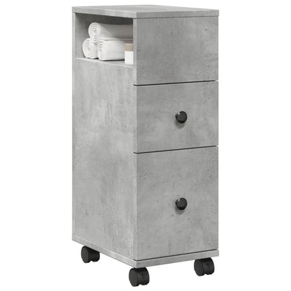 Mobile da Bagno Stretto con Ruote Grigio Cemento in Truciolato | homemem39