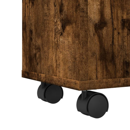 Mobile da Bagno Stretto con Ruote Rovere Fumo in Truciolato | homemem39