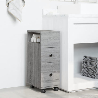 Mobile da Bagno Stretto con Ruote Grigio Sonoma in Truciolato | homemem39