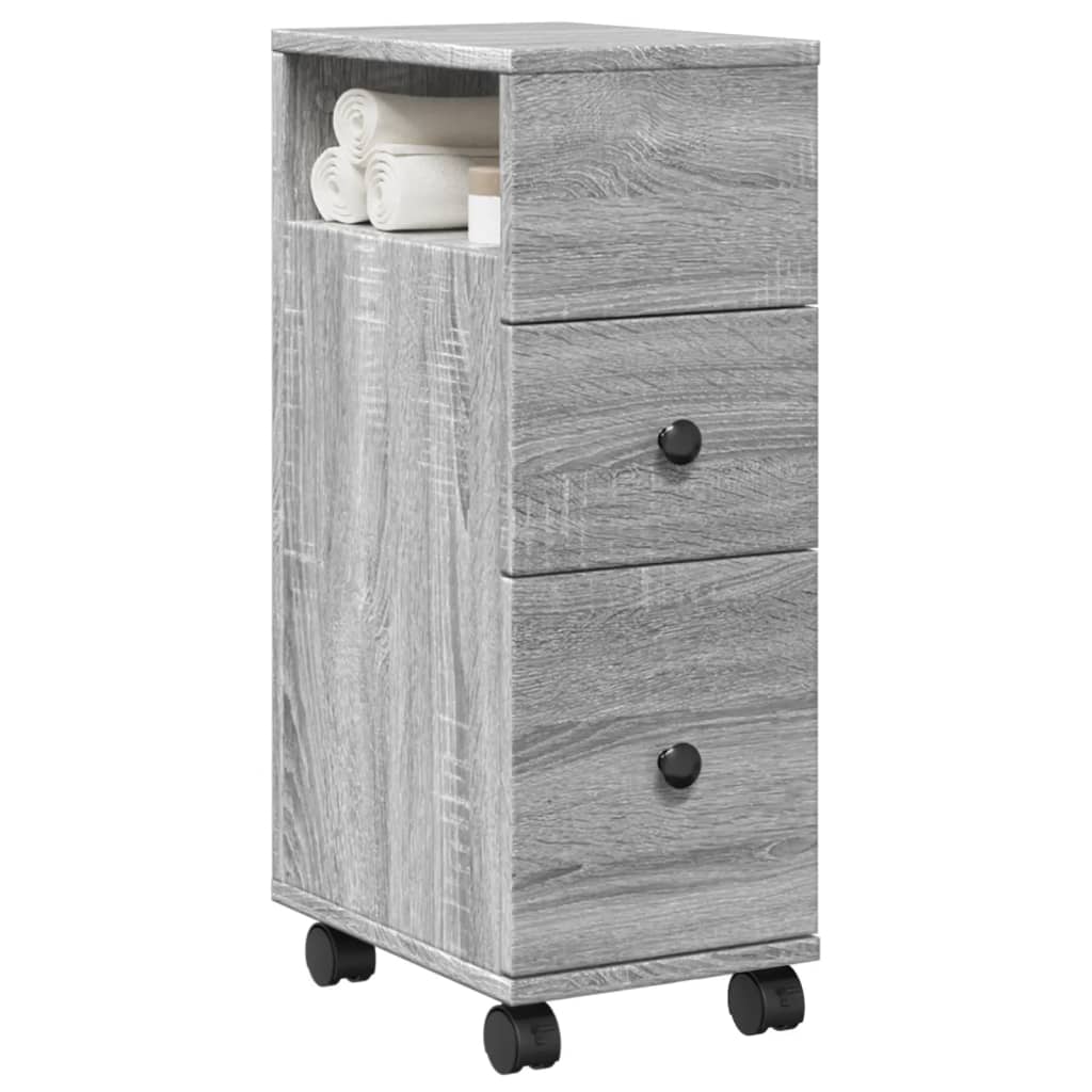 Mobile da Bagno Stretto con Ruote Grigio Sonoma in Truciolato | homemem39