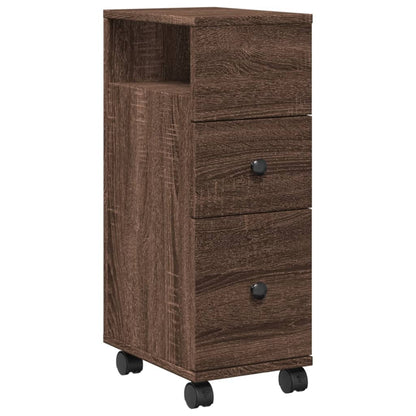 Mobile da Bagno Stretto con Ruote Rovere Marrone in Truciolato | homemem39