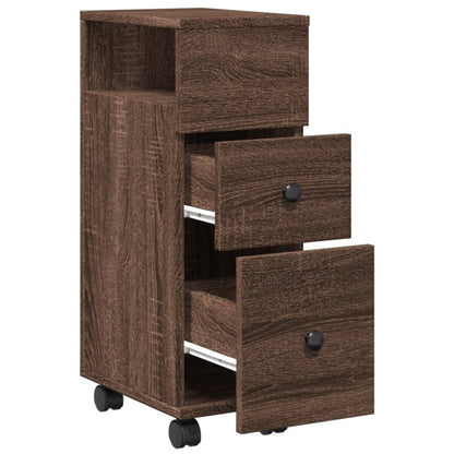Mobile da Bagno Stretto con Ruote Rovere Marrone in Truciolato | homemem39