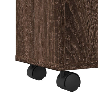 Mobile da Bagno Stretto con Ruote Rovere Marrone in Truciolato | homemem39