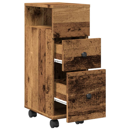 Mobile da Bagno Stretto con Ruote Legno Vecchio in Truciolato | homemem39