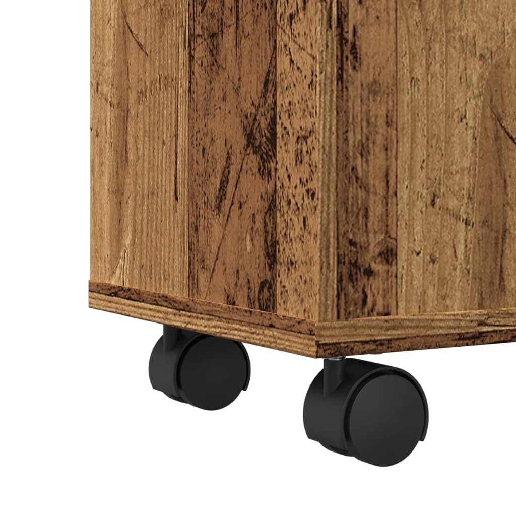 Mobile da Bagno Stretto con Ruote Legno Vecchio in Truciolato | homemem39