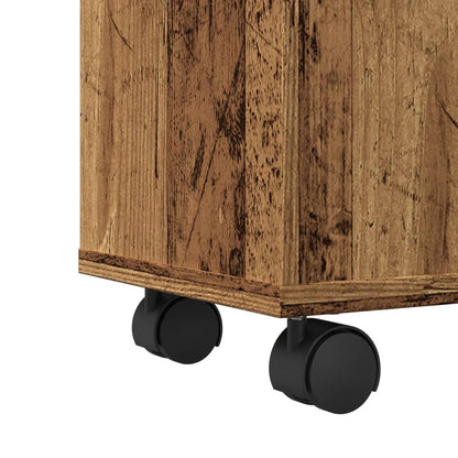Mobile da Bagno Stretto con Ruote Legno Vecchio in Truciolato | homemem39