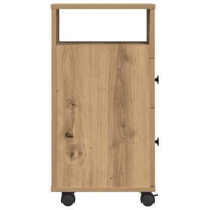 Mobile da Bagno Stretto con Ruote Rovere Artigianale Truciolato