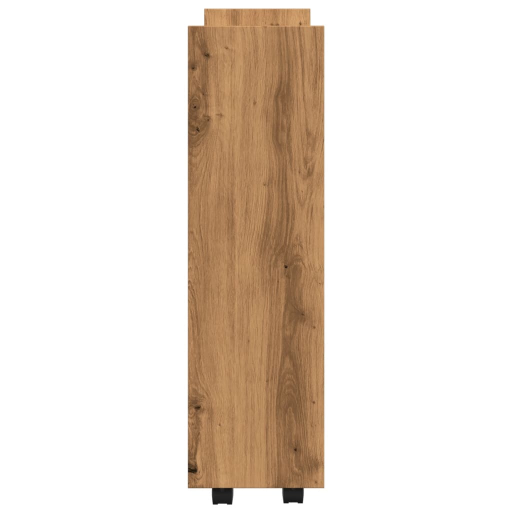 Carrello Stretto a 3 Livelli Rovere Artigianale in Truciolato - homemem39