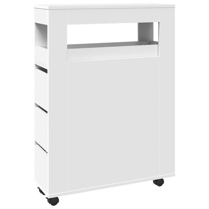 Mobile da Bagno Stretto con Ruote Bianco in Truciolato | homemem39