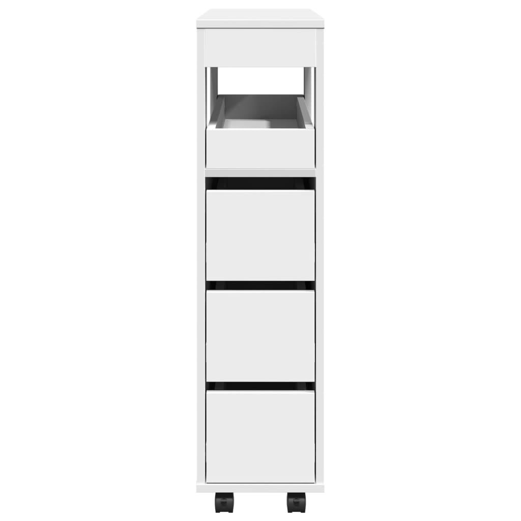 Mobile da Bagno Stretto con Ruote Bianco in Truciolato | homemem39