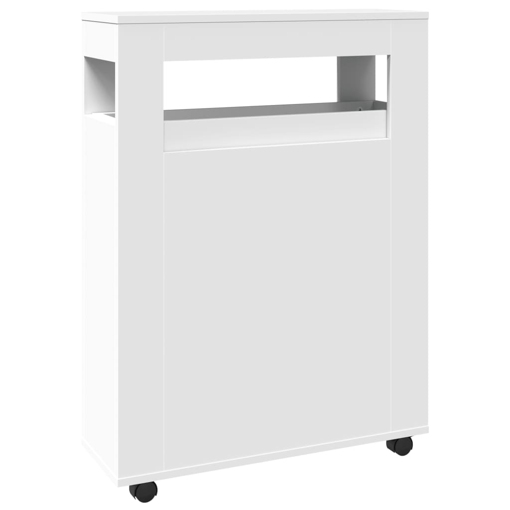 Mobile da Bagno Stretto con Ruote Bianco in Truciolato | homemem39