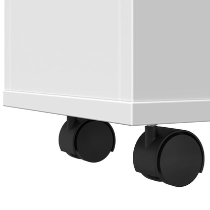 Mobile da Bagno Stretto con Ruote Bianco in Truciolato | homemem39