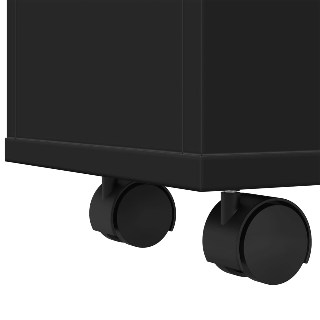 Mobile da Bagno Stretto con Ruote Nero in Truciolato | homemem39