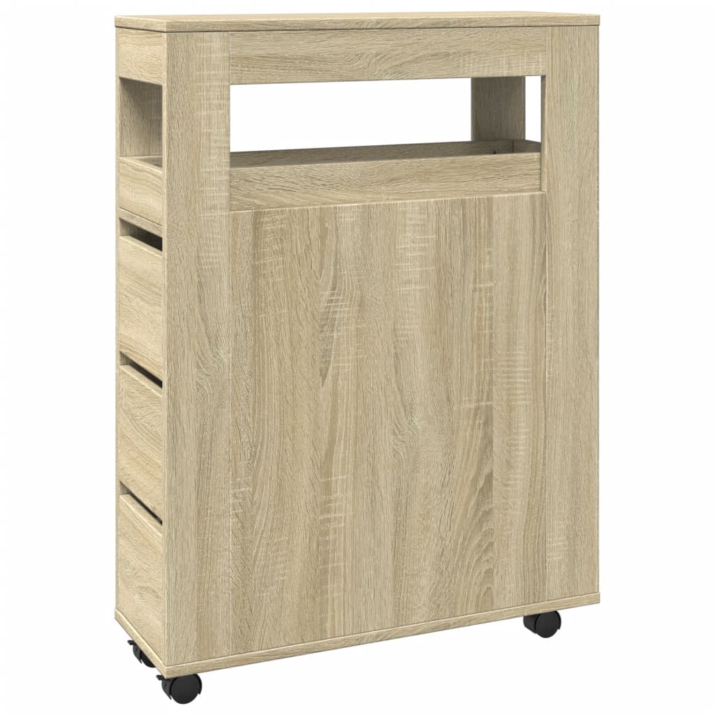 Mobile da Bagno Stretto con Ruote Rovere Sonoma in Truciolato | homemem39