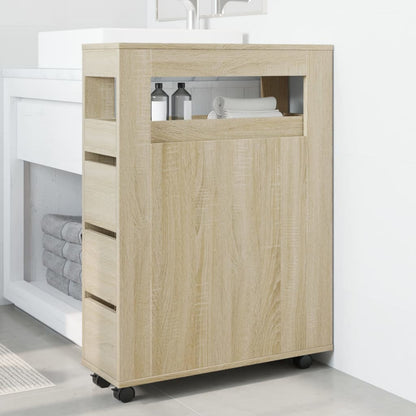 Mobile da Bagno Stretto con Ruote Rovere Sonoma in Truciolato | homemem39