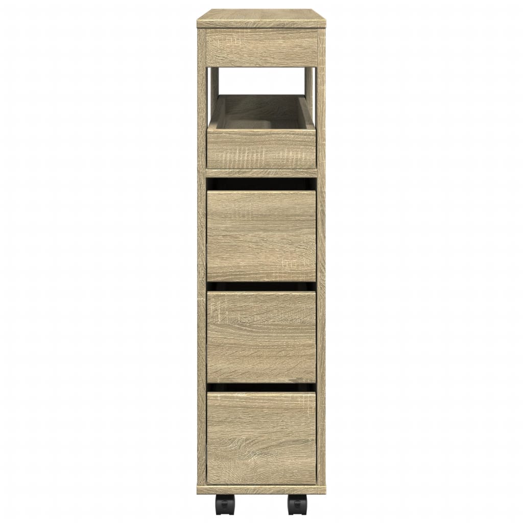 Mobile da Bagno Stretto con Ruote Rovere Sonoma in Truciolato | homemem39